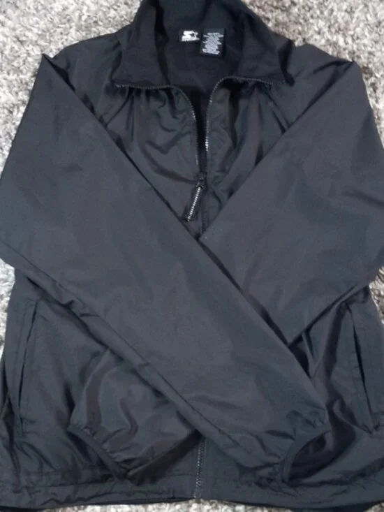Mens STARTER Black Windbreaker Jacket Size S - Picture 5 of 7